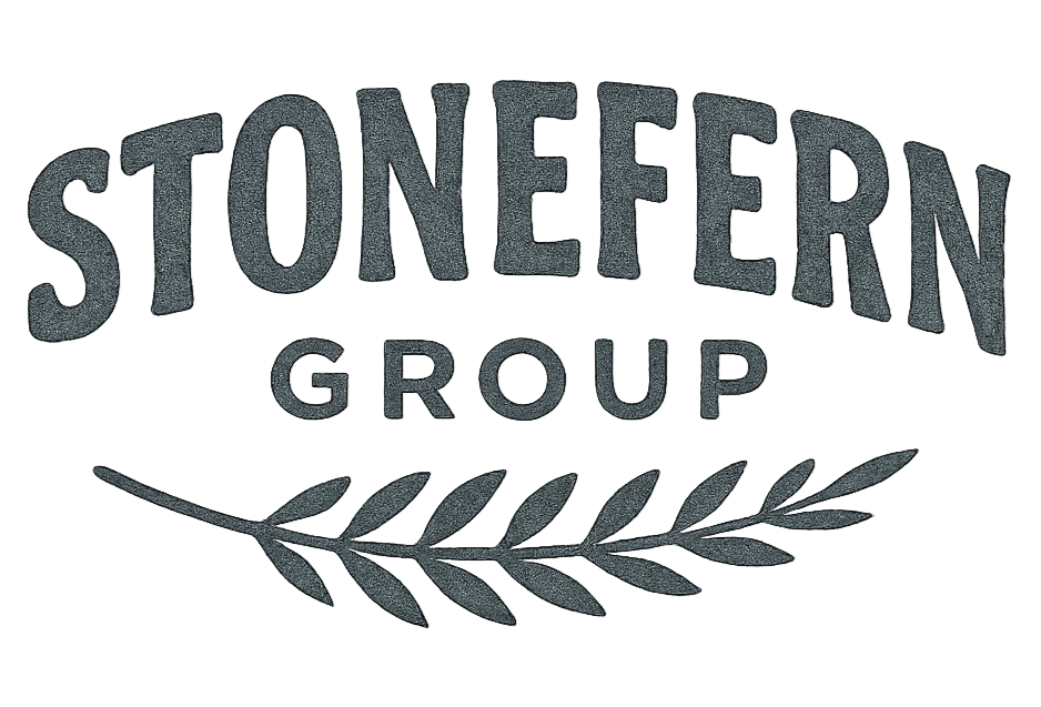 Stonefern Group logo with a fern branch emblem